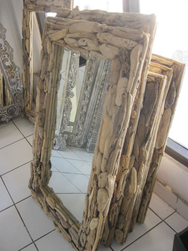Grand Miroir Avec Cadre Bois Rustique | bali pro sourcing